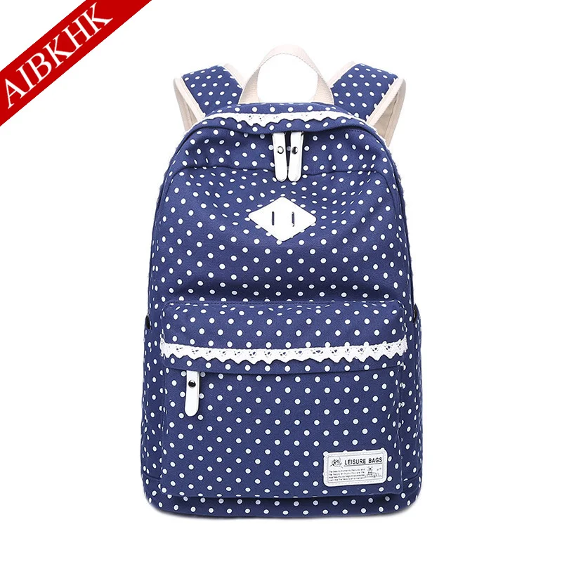 

Dot Canvas Backpack For Teenage Girls School Backpack Women Travel Backpacks Female Schoolbag Ladies Backpack