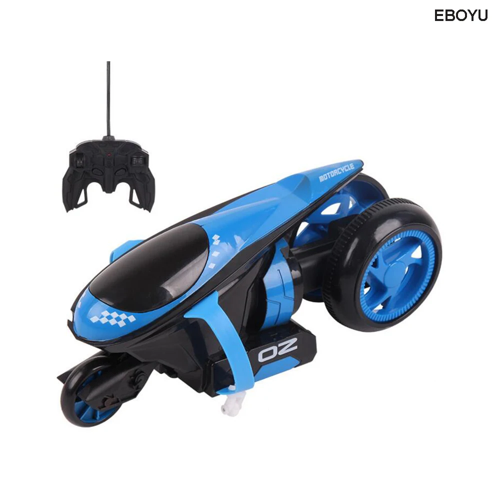 EBOYU QF100 2CH RC мотоциклетные задние колеса 360 градусов дрейф мотоцикл Stunt Car игрушка с светодиодный вспышки света подарок для детей
