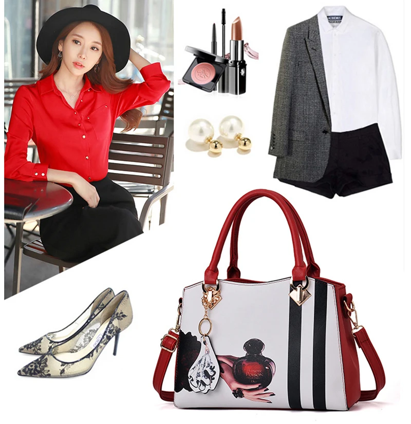 Women Leather Handbag Female Printing Crossbody Shoulder Bags Ladies Top-Handle Tote Bolsa Messenger Bag Purse Sac A Main SS7231 (8) - 