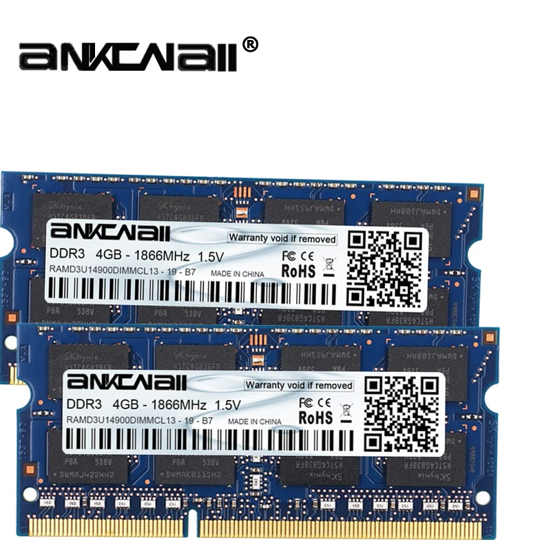 DDR3 ram 4 Гб(2 шт x 4 Гб) 1866 МГц PC3-14900 для Intel ноутбука Память DIMM 1,5 V 204Pin