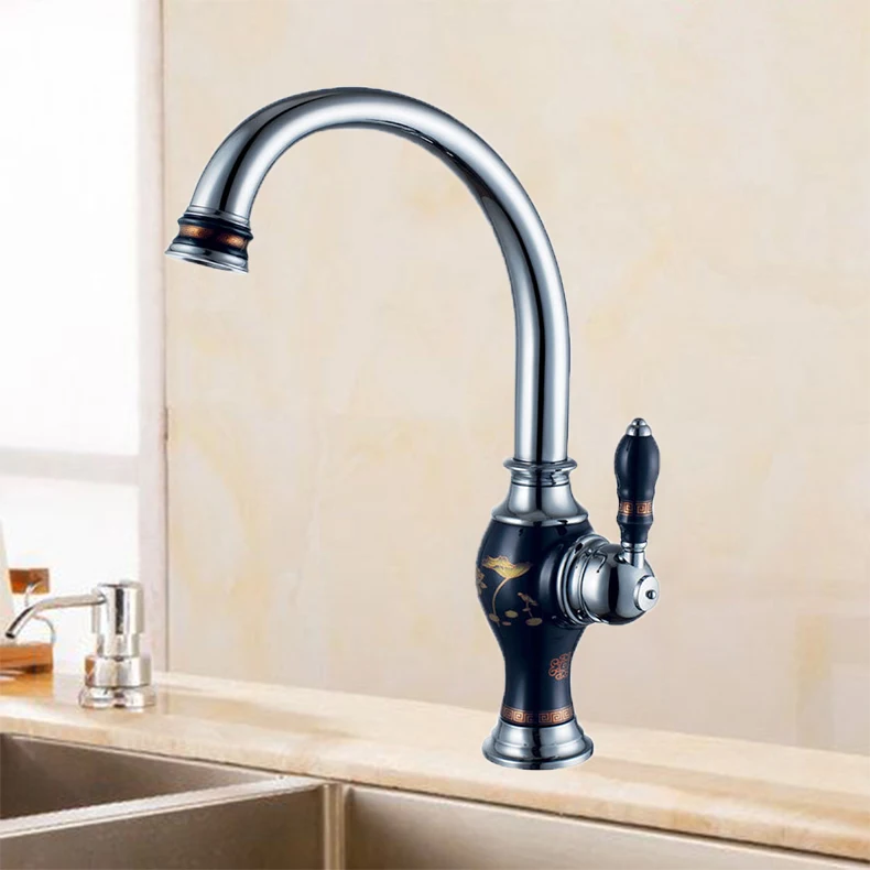 Бесплатная доставка латунный torneira cozinha с фарфоровым кухонным краном/Одной ручкой Золотая отделка бассейна Смесители для мойки краны