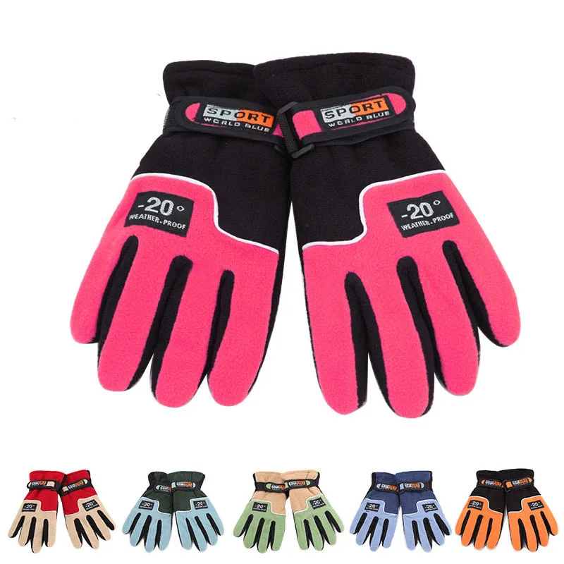 Adjustable Windproof Women font b Skiing b font font b Gloves b font Fleece Outdoor Thermal
