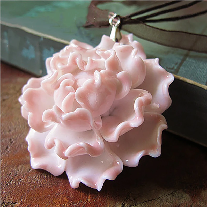 2017 NEW Fashion Ceramic Jewelry Pink Peony Ceramic Necklace Women Flower Necklaces & Pendants