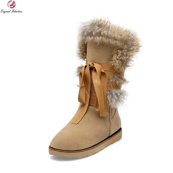 

Original Intention Cool Women Snow Boots Round Toe Winter Boots High-quality Black Brown Beige Shoes Woman US Size 4-10.5