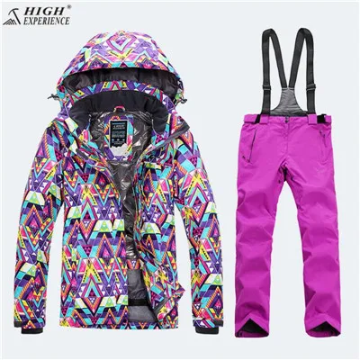 Для женщин s горные лыжные уличные зимние теплые спортивные костюмы Высокая опыт дамы Снежная одежда лыжная куртка женская лыжные штаны - Цвет: color5