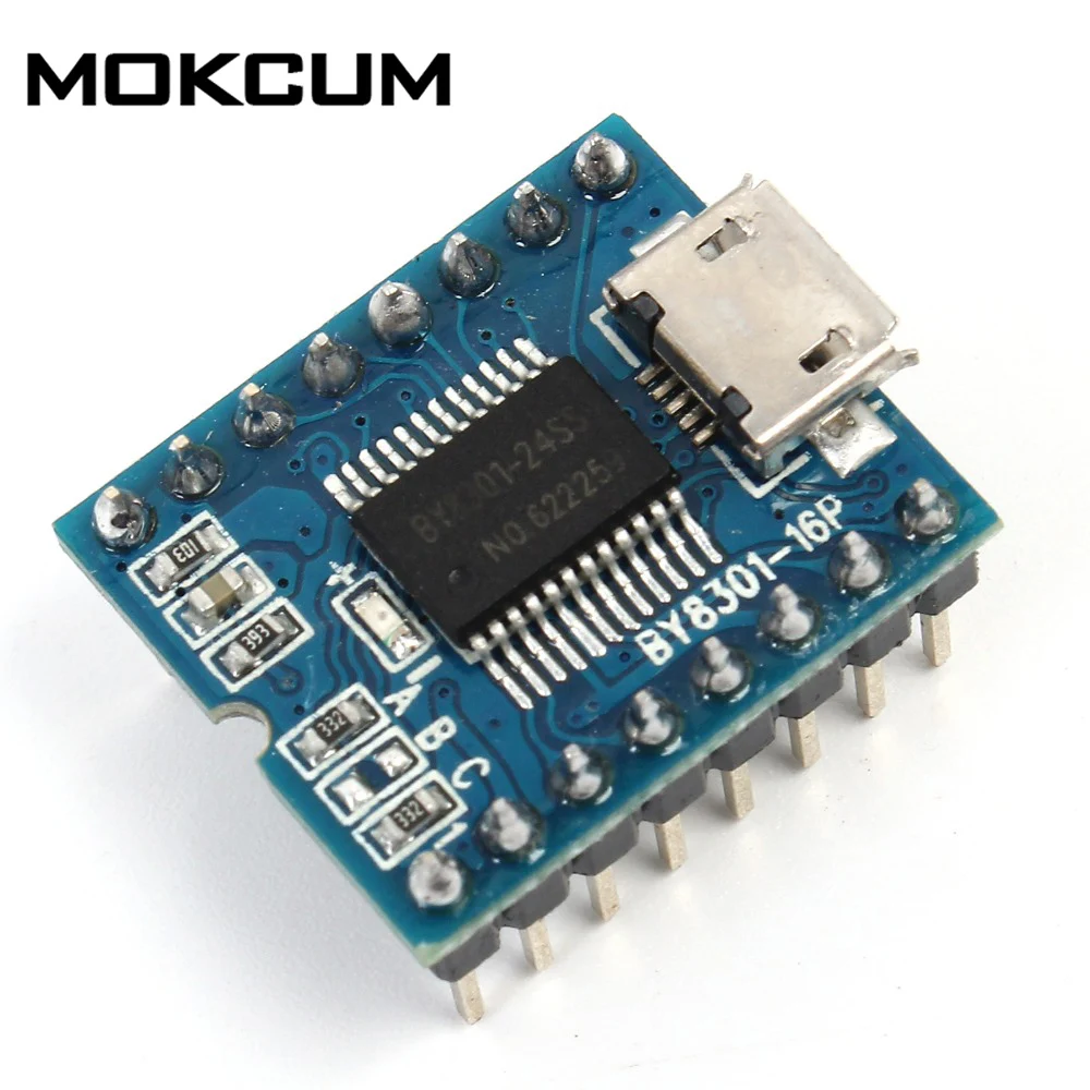 MP3 плеер модуль мини аудио голосовой Плата BY8301 16P 32 Мбит 4 поддержка USB