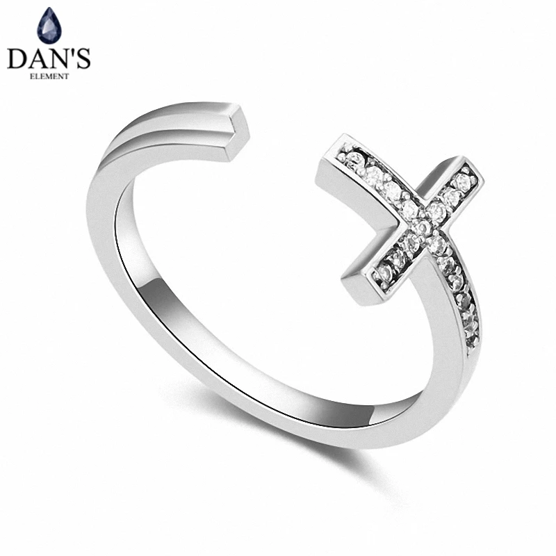 

DAN'S Real Austrian Crystals Brand AAA Zirconia Micro Inlays Fashion Ring for women New Cross 109733White