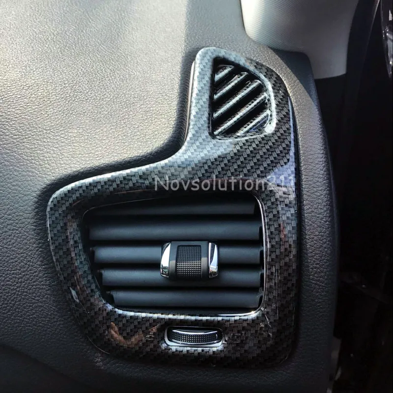 2 Pieces ABS Car styling Inner Imitation Carbon Fiber Side Air Conditioner Vent Outlet Cover Trim