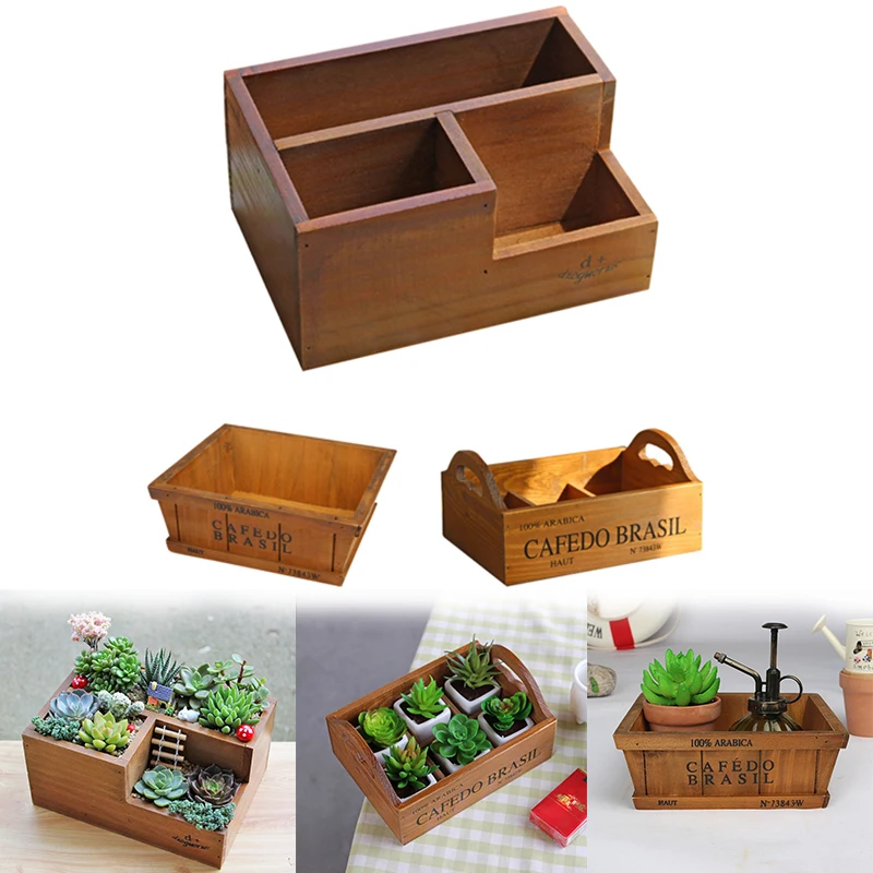 Wooden Flower Pots for Succulent Plants Nursery Garden Planter Window Box Flower Trough Pot Plants Garden