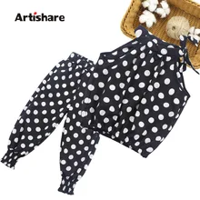 Комплект летней одежды для девочек, жилет в горошек+ штаны, комплект одежды для девочек подростковая одежда для детей 6, 8, 10, 12, 13, 14 лет