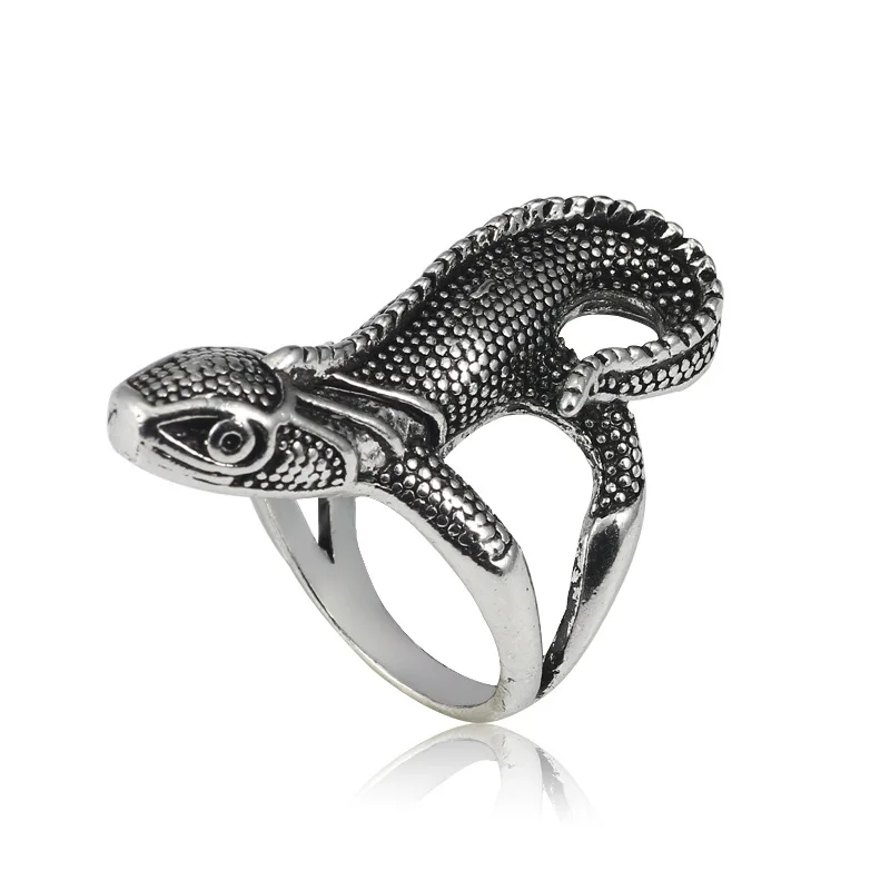 

Newest Ancient Silver Plated Metal Lizard Rings Men Rock Punk Biker Ring for Women Animal Jewelry