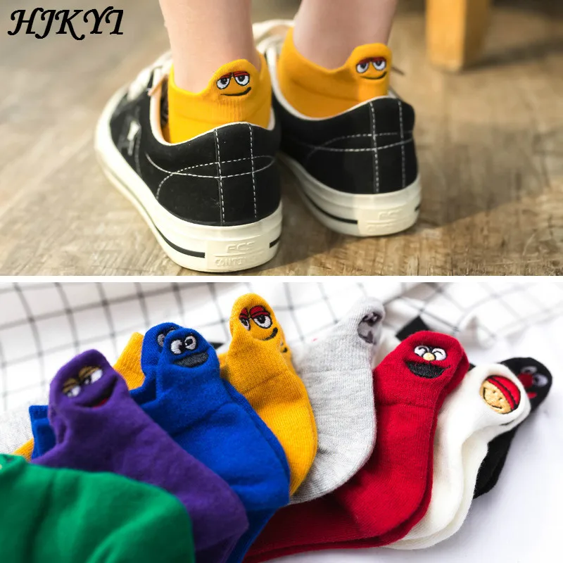 

HJKYT summer korean art cute socks women cartoon animal funny happy short ankle cotton harajuku streetwear hipster embroidery