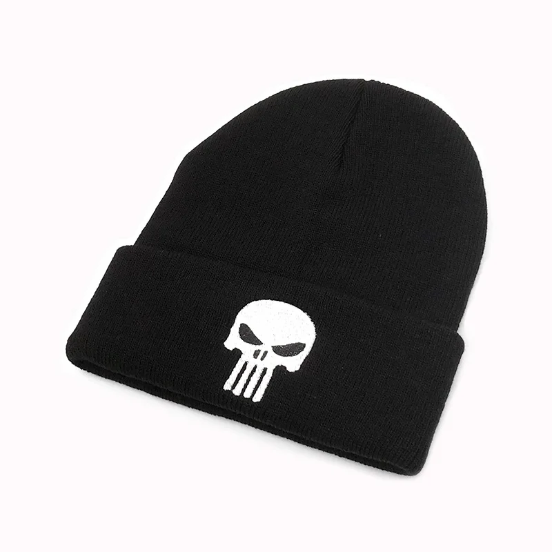 Мужская зимняя трикотажная шапка с вышивкой черные шапочки|Мужская Skullies &