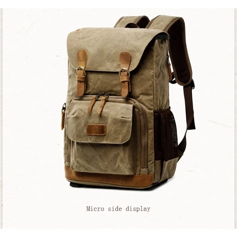Batik Canvas Waterproof Photography Bag Outdoor Wear-resistant Large Camera Photo Backpack Men for