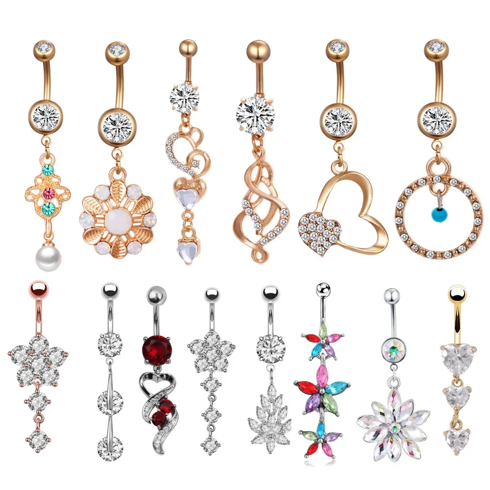 

Alisouy 1PC Surgical Steel Piercings Ombligo 14G Navel Piercings Belly Piercings Belly Button Piercing Dangle ring Body Jewelry