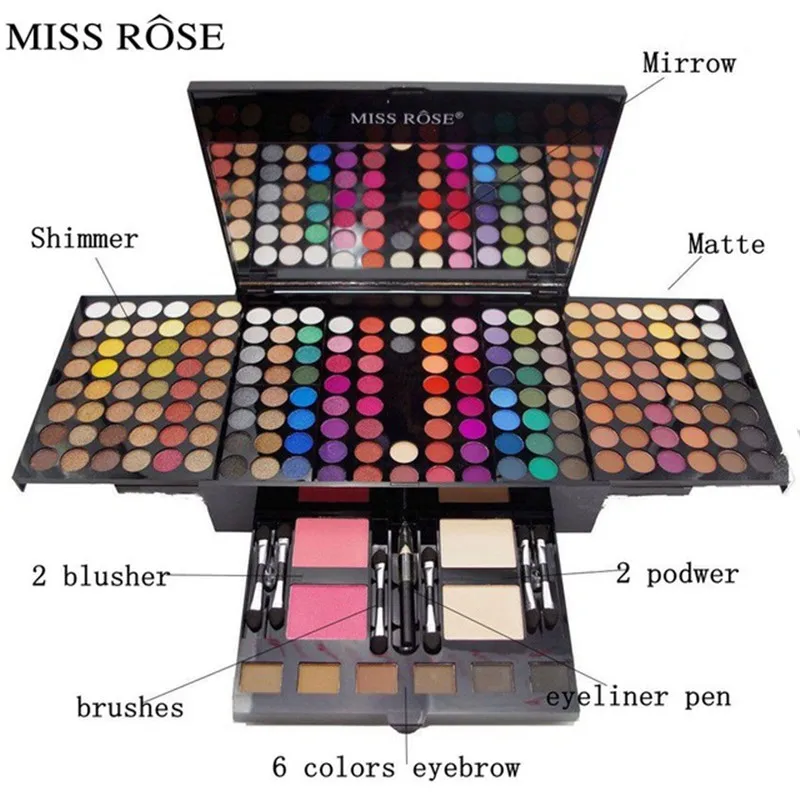 

MISS ROSE Brand Professional New Make Up Palette Set Waterproof Eyeshadow Lipstick Face Powder Blush Color Cosmetics