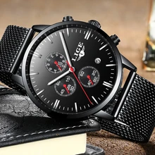 LIGE Luxury Brand Casual Watches Men Simple Business Quartz Watch Man Mesh Strap Date Fashion Black Male Clock Relogio Masculino
