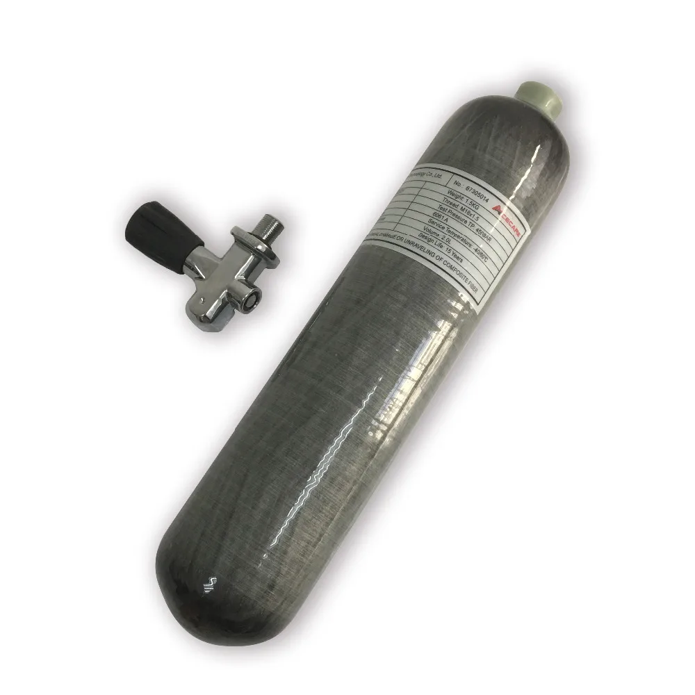 AC10251 Acecare 4500psi 2L 300ba углеродное волокно HPA/акваланг/дайвинг Бак CE сжатый цилиндр с клапаном для дайвинга трубка