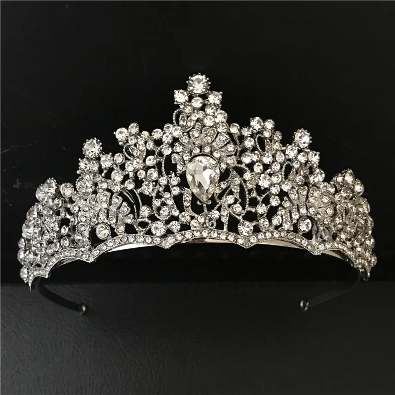 Woodqiqi rhinestone tiaras coronas de reina grande joyas de cristal