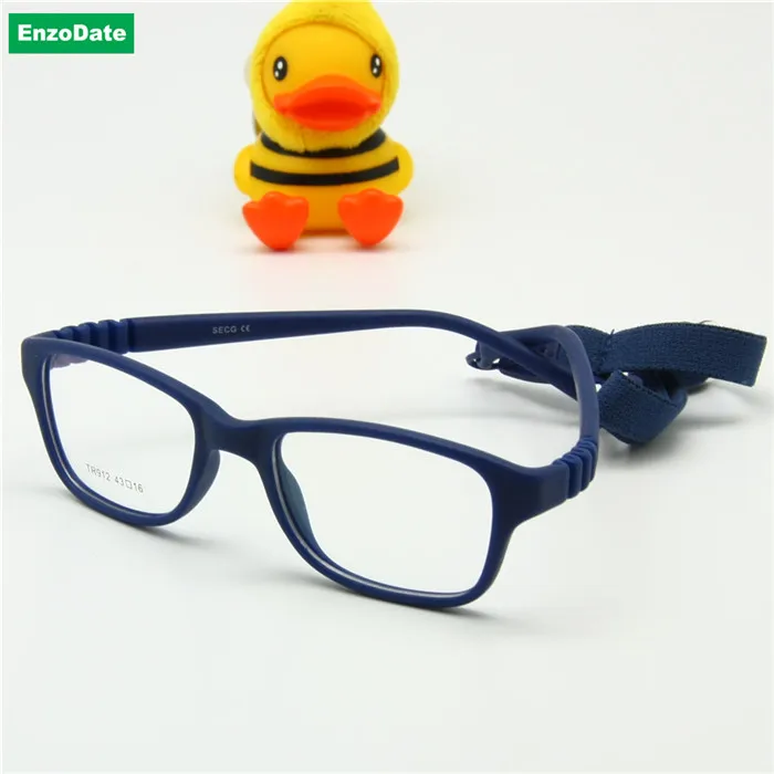 Очки для мальчиков, оправа с ремешком, размер 43/16, цельные, без винтов, безопасные, оптические, детские очки, гибкие очки для девочек - Цвет оправы: navy