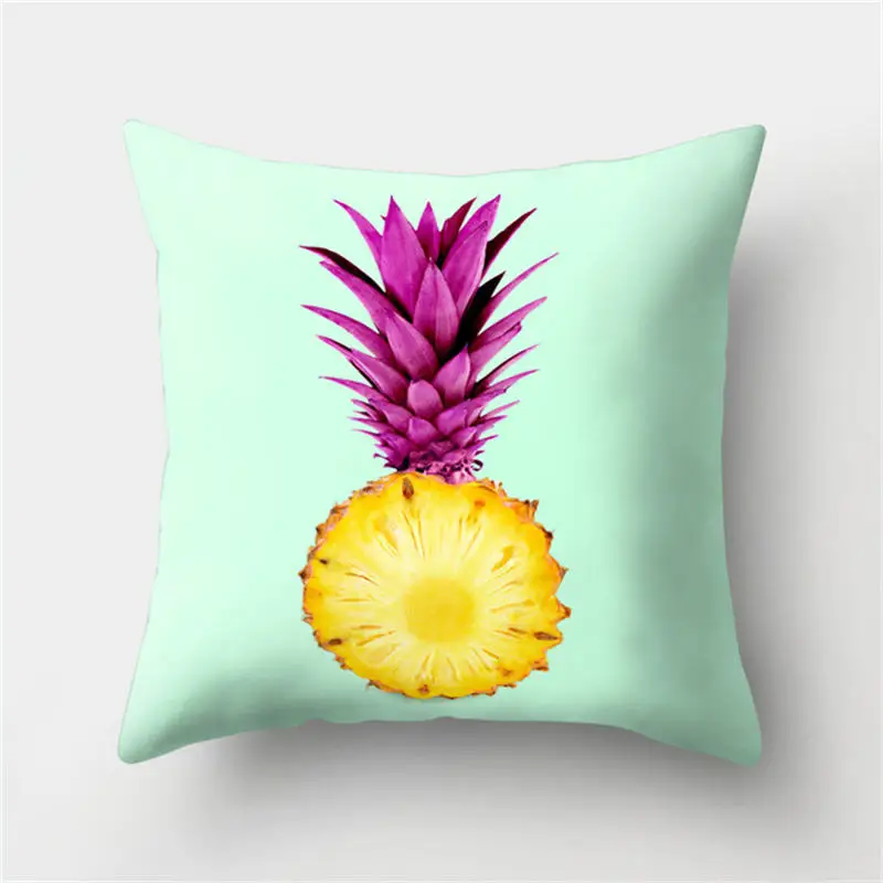 

1 PC Peachskin Food Pattern Pillow Case Fruit Pineapple Kiwi Popsicle Lollipop Printed Square Decorative Throw Pillows 45*45 CM