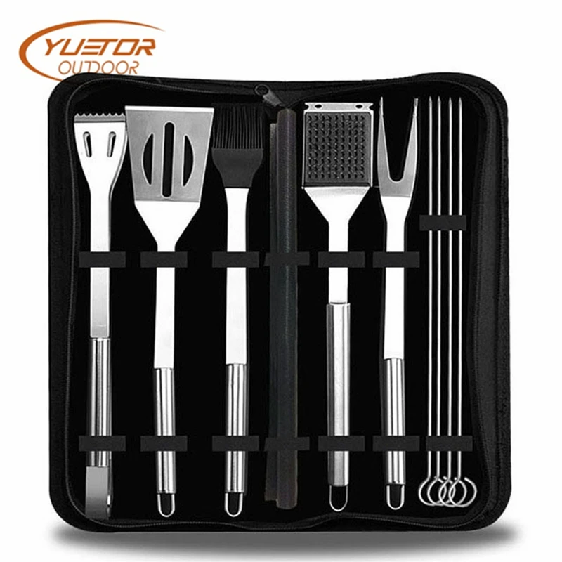 YUETOR OUTDOOR 7 - 19 pcs Stainless Steel Barbecue Grill Set BBQ Spatula Fork Brush Picnic Camping  - 33024554103