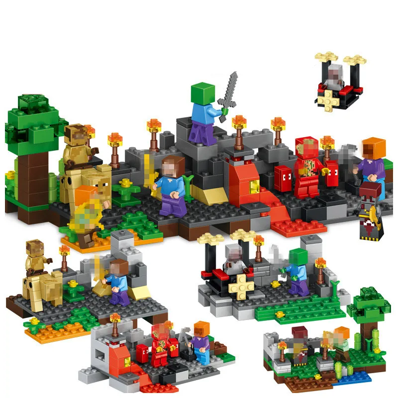 

372pcs 4 in 1 MY WORLD Compatible Legoing Minecrafted Figures Building Blocks Bricks Set Educational toys for children