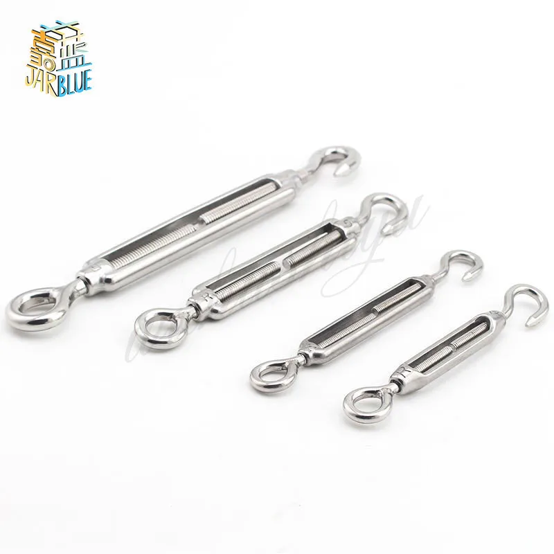 Tornillos de cesta de acero inoxidable 304, gancho de tensión de cuerda de alambre y tensor de ojo, 1 ud.