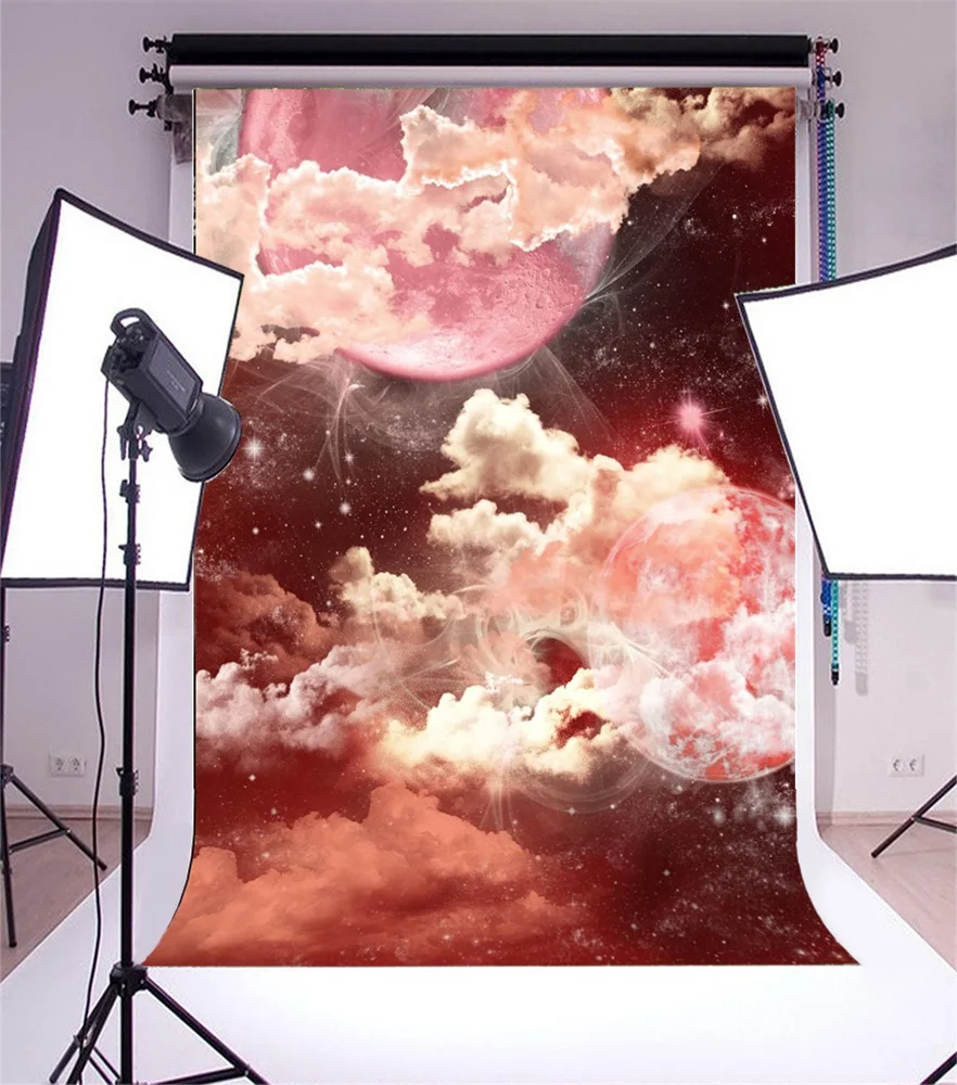 Laeacco мечтательный облака Луна ночное небо новорожденных фотографии Фоны