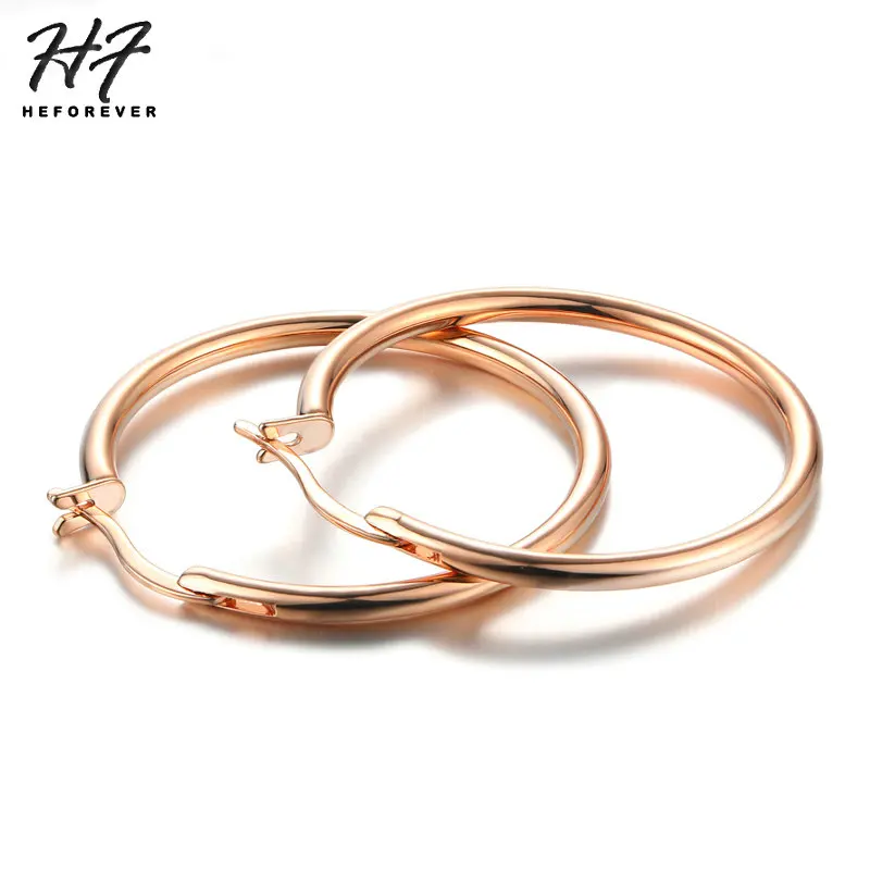 

Africa Circle Hoop Earrings for Women Two Size 3 Colors Rose White Yellow Gold Color Copper Fashion Jewelry Party Gift E093 E780
