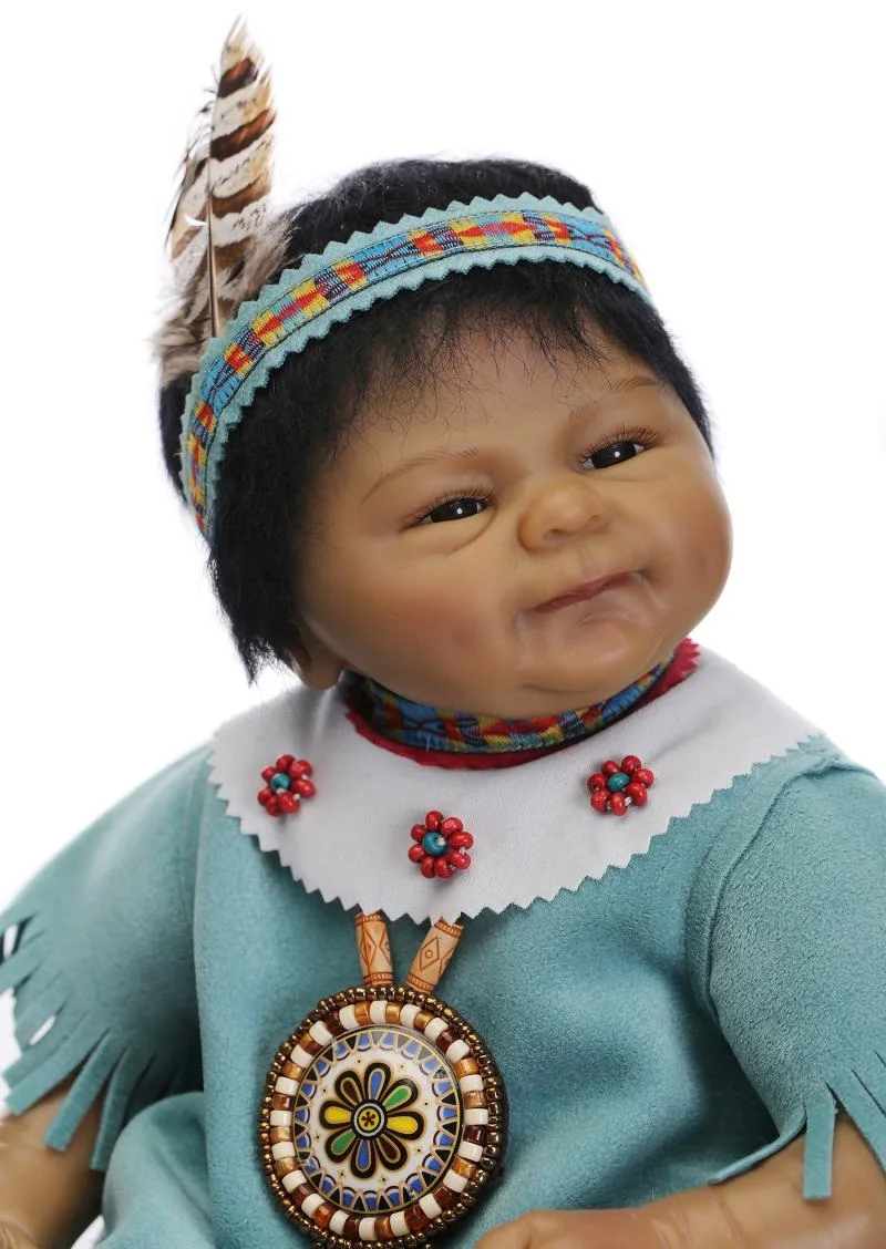NPK 17 дюймов американских индейцев винилсиликоновых Reborn Baby Doll подарок на день