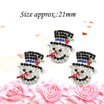 

21mm Christmas Rhinestone Snowman with shank Buttons in silver 120pcs RMM80