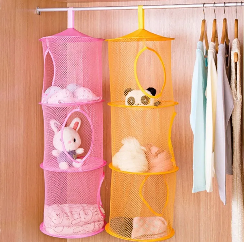 3 полки сетка для хранения подвесная детский игрушечный Органайзер сумка для спальни одежда настенная Дверь Шкаф органайзеры корзина кухня сетчатый мешок для хранения