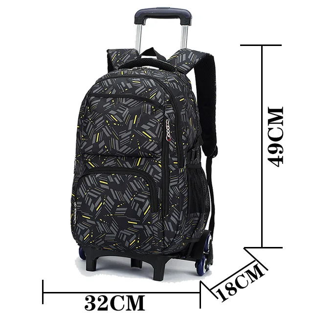 Школьный рюкзак с дорожный Багаж на колесиках, тележка Чемодан сумка Водонепроницаемый 6 колес тележки детские школьные сумки для мальчиков и девочек, рюкзак для детей - Цвет: Yellow Square