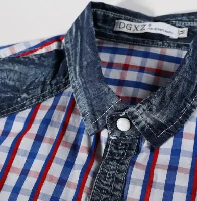 Plaid Denim Shirt Tide Slim Men's Check 