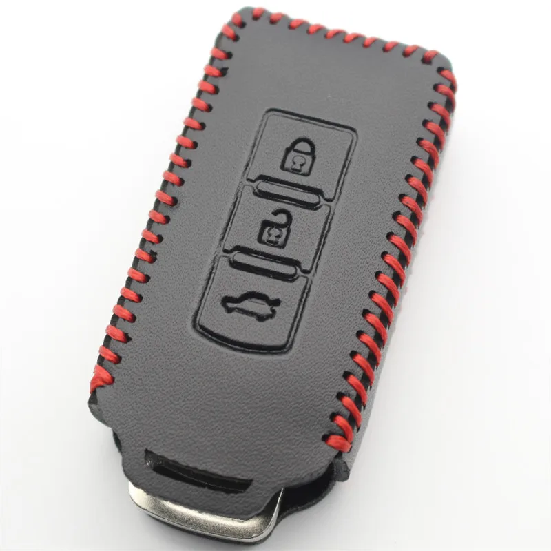 

XIEAILI Genuine Leather 3Button Keyless Entry Smart Key Case Cover For Mitsubishi Outlander/Lancer/Pajero/ASX No Keychain M318