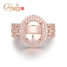 Hot!!! 8x10mm Oval 14k Rose Gold 0.64ct Round Cut Diamond Semi Mount Ring, Free Shipping