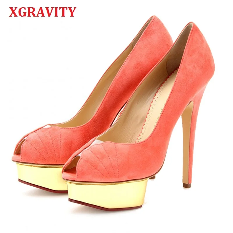 

XGRAVITY 2021 Sexy Designer Toe Shoes Ladies Elegant Sexy High Heel Pumps Women High Heels Sandals Female Platform Footwear A007