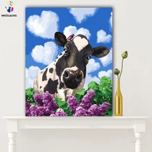 DIY Раскрашивание картины по номерам с цветами простые и честные коровы Живопись Рисунок Живопись по номерам оформлена дома