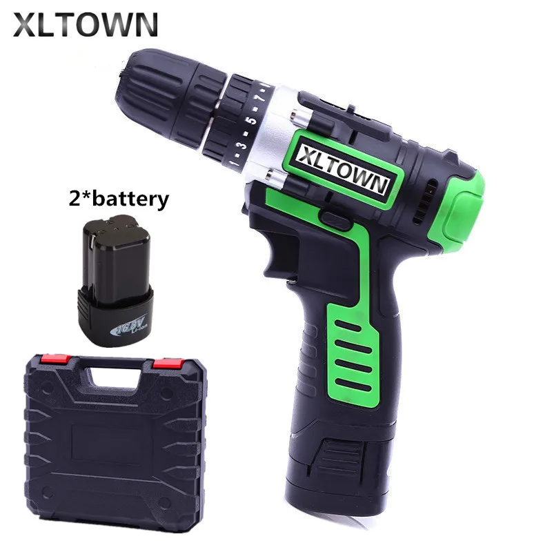 

Xltown digital frequency lithium battery 16.8v electric screwdriver with 2 battery and a Plastic box Two-speed electric drill