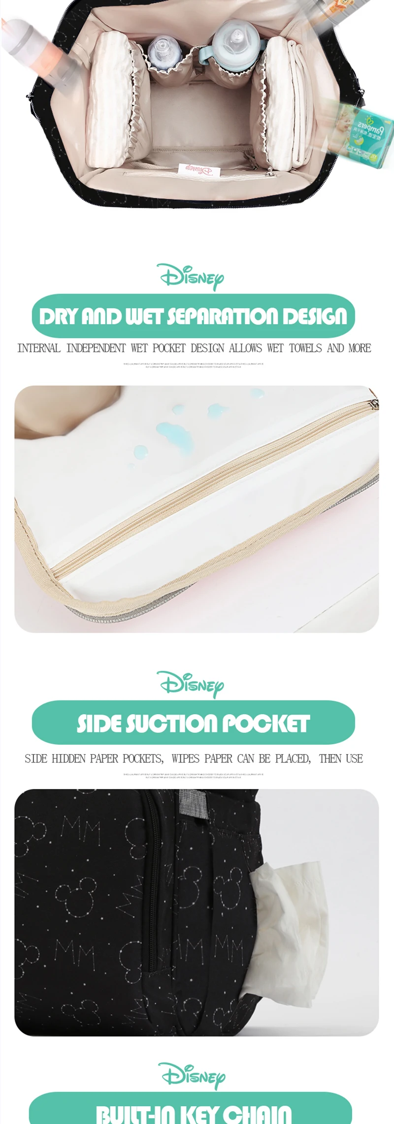 Disney Mochila Maternidade водонепроницаемая сумка для подгузников USB бутылочка для кормления дорожный Рюкзак Детские сумки для мамы сумка для хранения мумия сумки