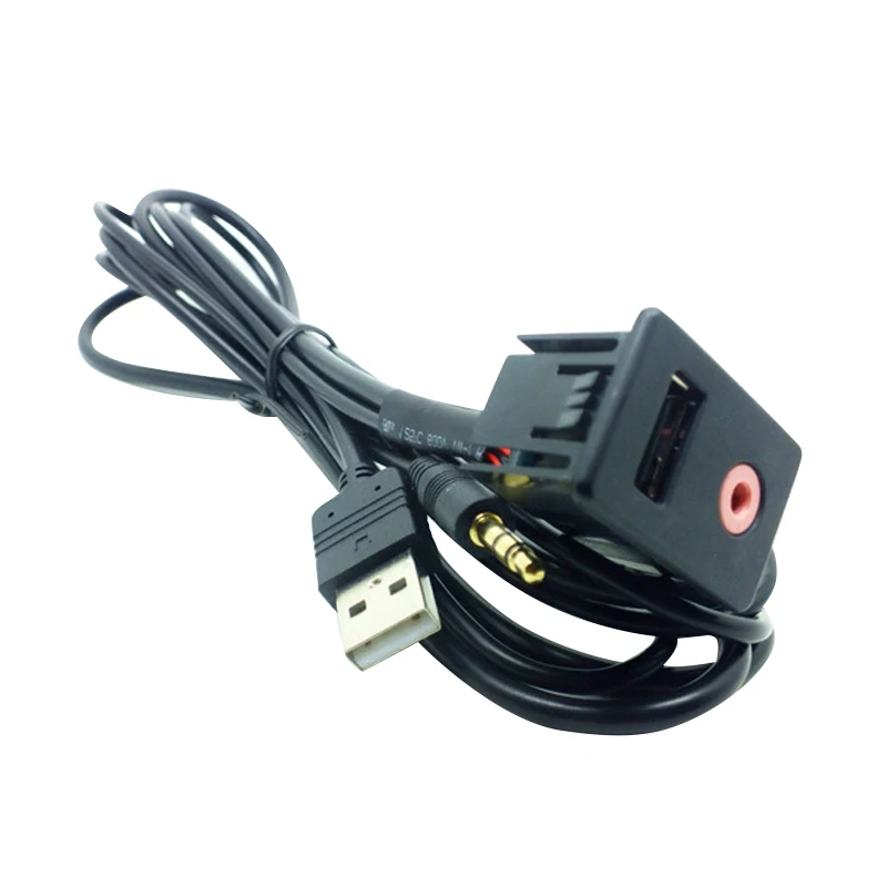 Coche 3,5mm USB AUX auricular Macho Jack montaje automóvil adaptador Panel de entrada Kit para Coche 3,5mm USB AUX auricular Macho Jack montaje automóvil adaptador Panel de entrada Kit para