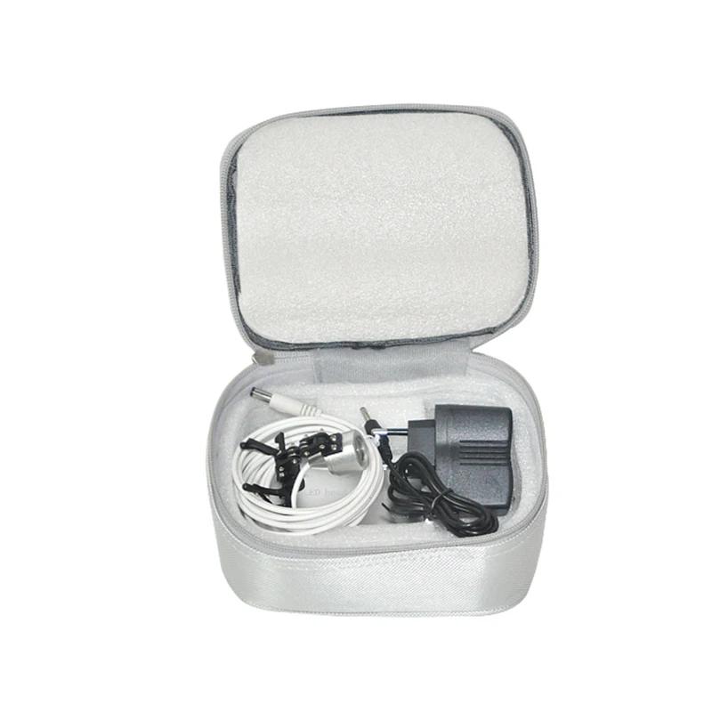 

Portable Silver Head Light Lamp for Dental Surgical Medical Binocular Loupe +Silver Case