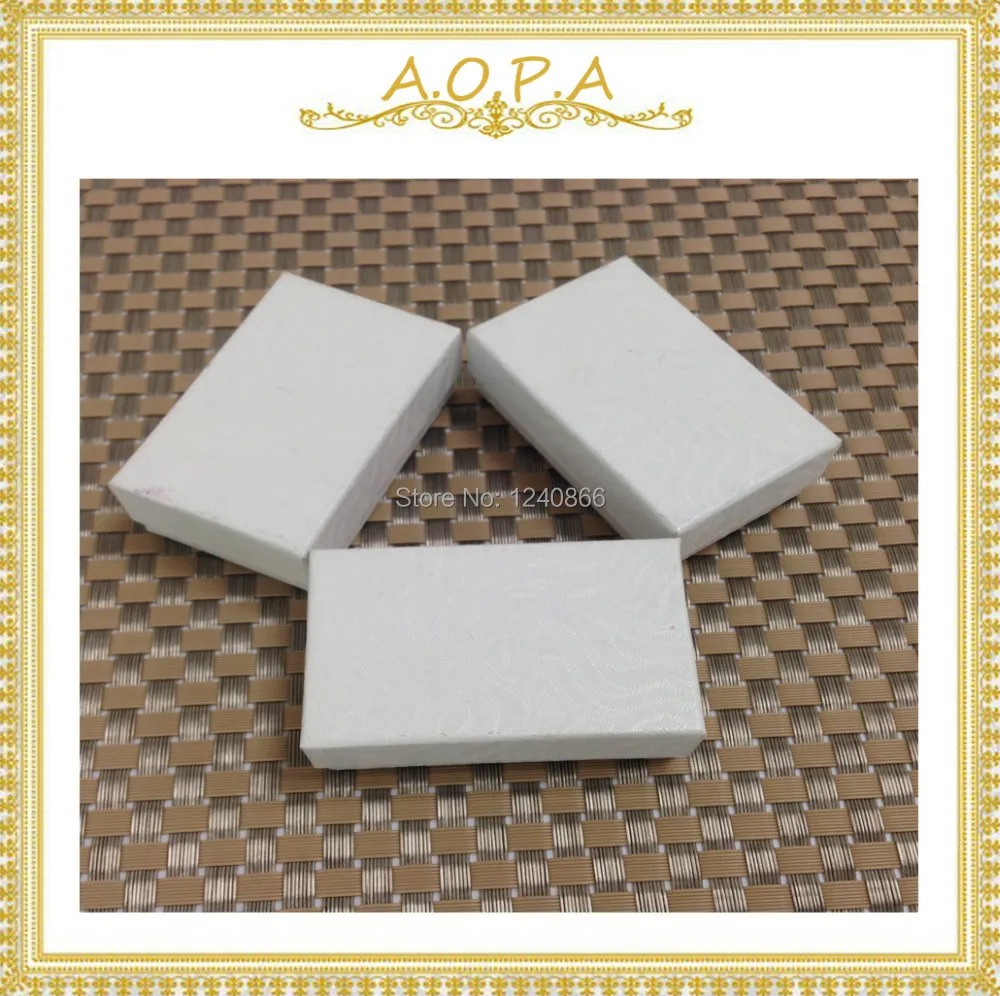 

All Handmade 100pcs Paper Box White Swirl Embossed Cotton Filled Jewelry Packaging Earrings Box