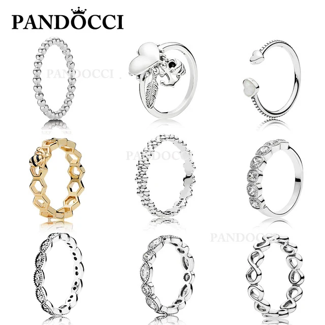 PANDOCCI 925 стерлингового серебра 100% издание пчелы голени черная эмаль основной пузырь ромашки сердца любви духовного кольцо с символами