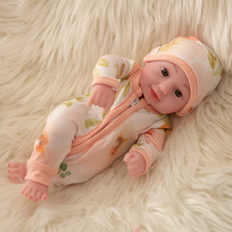 

Fit 10 inch Reborn Doll Sunflower Pajamas Girl Boy Full Silicone Cute Twins Dolls Lifelike Doll Reborns for Toddler Bathing Doll