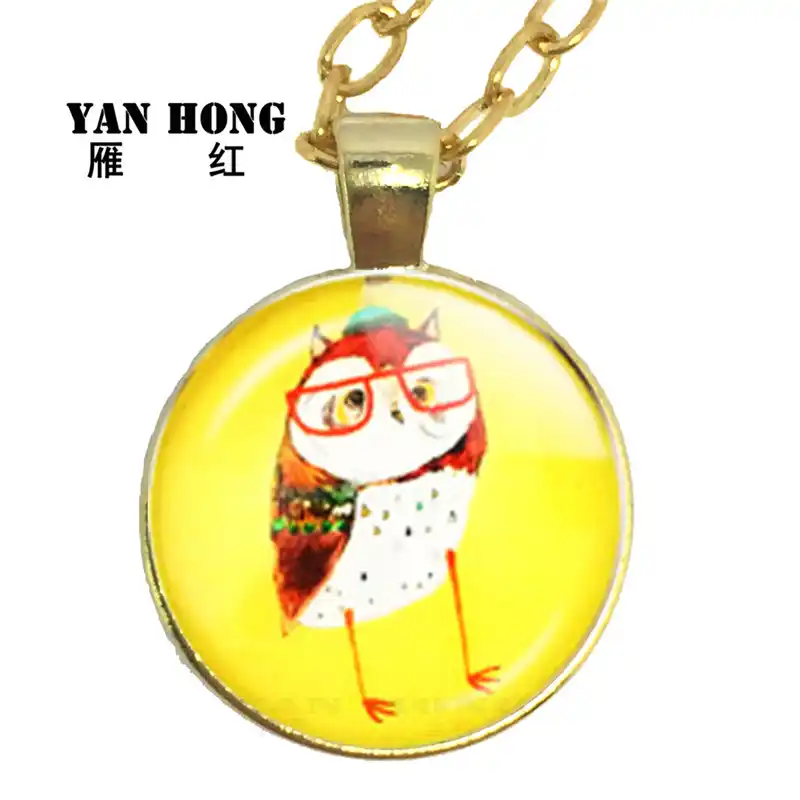 Стекло модное Кристальное ожерелье ручной работы, сова мультфильм дизайн. Сова-символ мудрости и мужества. Это подарок на день рождения