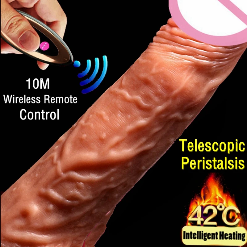 Billig Fernbedienung Vibrator Teleskop Vibratoren Riesige Realistische Dildos Vibrator Heizung Haut Gefühl Realistische Penis Super Riesige Big Dildo.