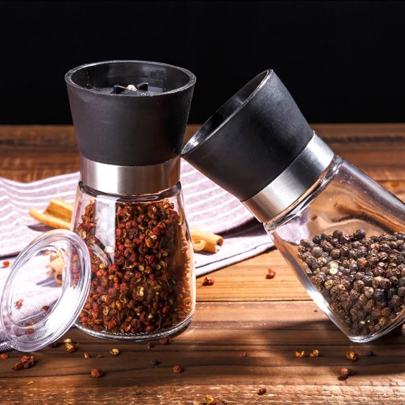 Pepper Grinder Mill Hand Manual Salt Pepper Mill Grinder Seasoning Mills Glass Herb Spice Grinding Bottles Kitchen Accessories (8)