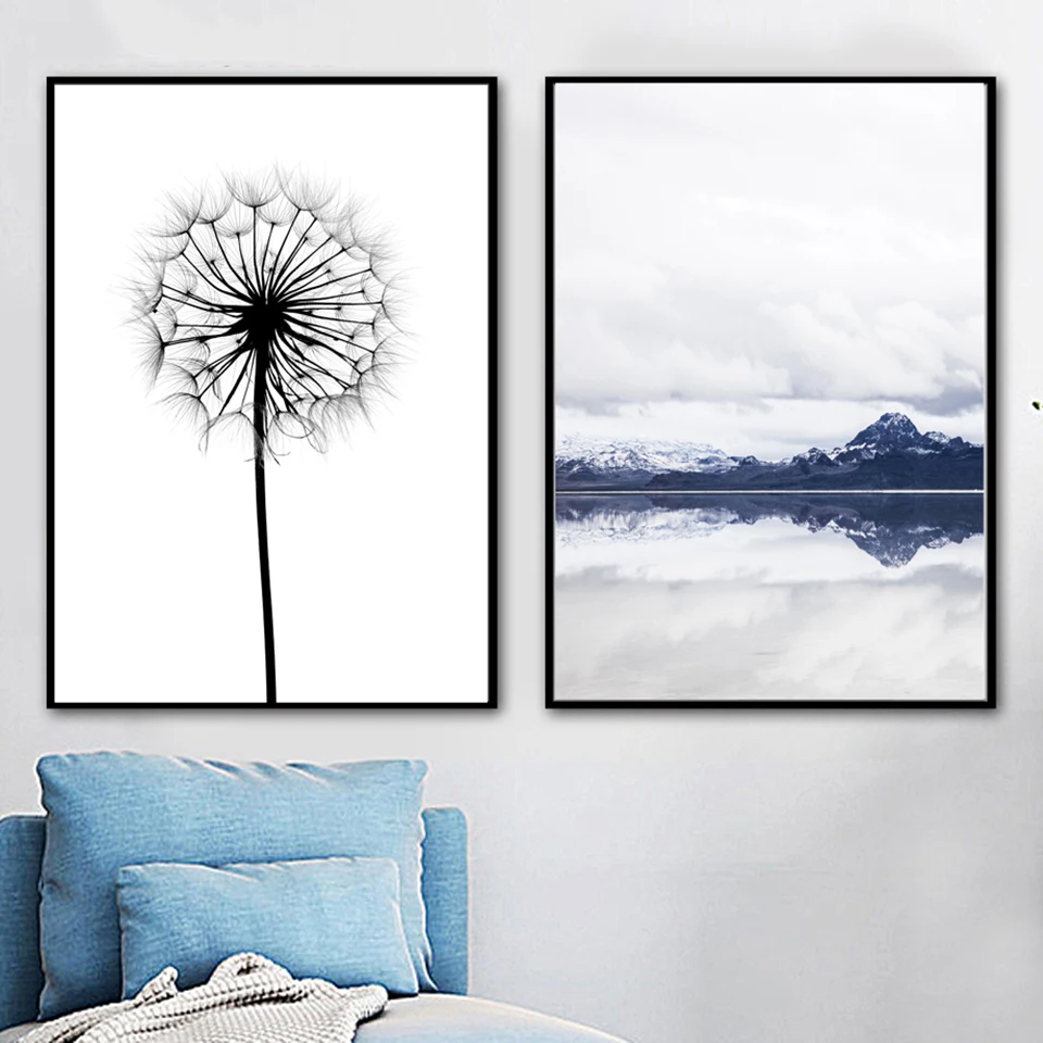 Dandelion-Seascape-Love-Wall-Art-Canvas-Painting-Nordic-Posters-And-Prints-Black-White-Wall-Pictures-For (1)